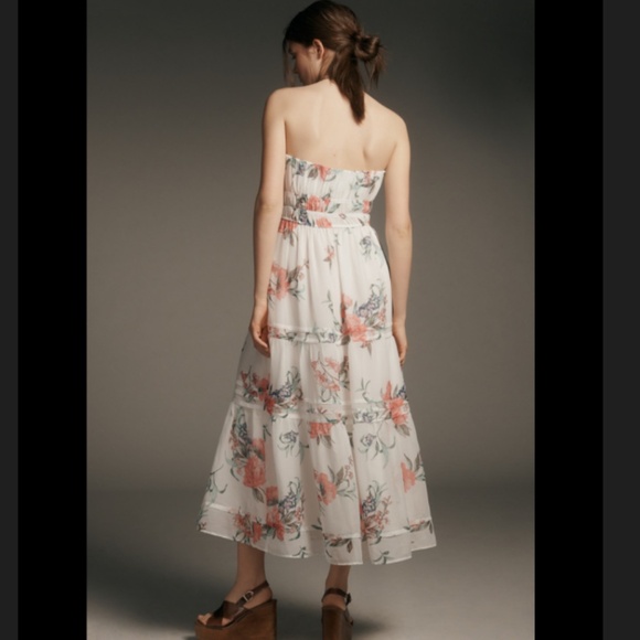 The Somerset Strapless Chiffon Midi Dress - Picture 2 of 9